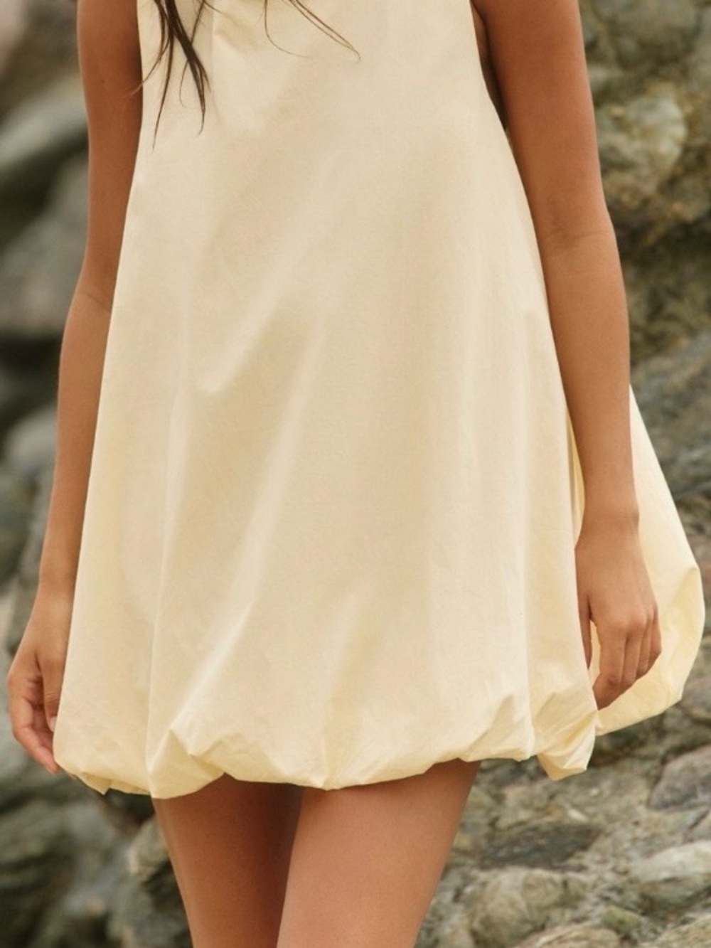 Free People Butter Milk Yellow Bubble Mini Dress